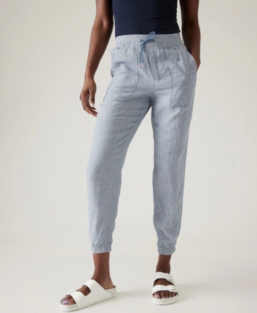 Athleta Retreat Linen Drawstring Pants, Size 4 Tall